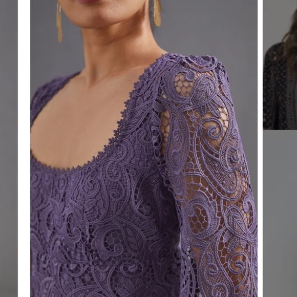 Anthropologie NWT Maeve Embroidered Lace Mini Black Dress Size 6. - Picture 3 of 10